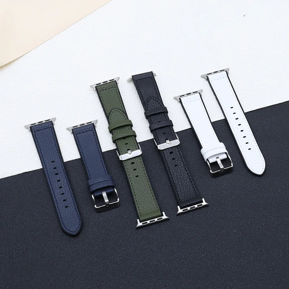 PU Leather band for Apple Watch band 45mm 44mm 40mm 42mm 46mm 41mm Ultra 49mm soft band for Apple Watch Series 10 9 8 7 6 5 SE 4