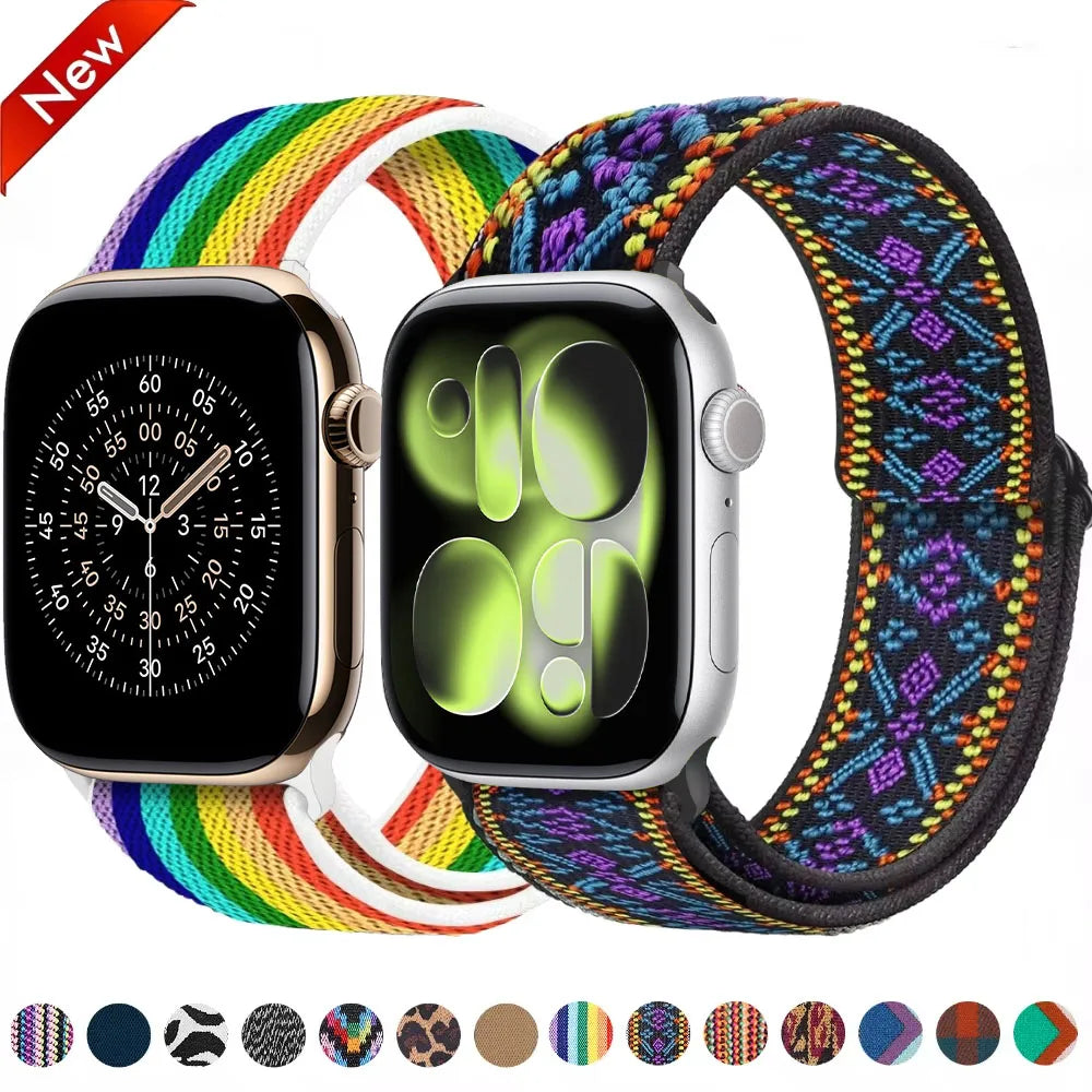 Nylon Loop band for Apple Watch band 45mm 44mm 42mm 40mm 41mm 46mm band Apple Watch Series 11 10 9 8 7 6 5 SE Ultra 3 49mm band