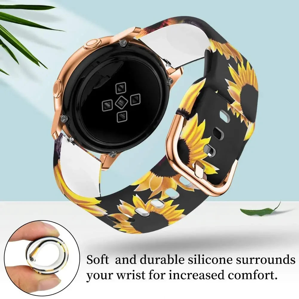 20mm/22mm strap For Samsung Galaxy watch 7/4/6/5 pro/Classic Active Printing Silicone bracelet For Amazfit GTR/GTS 4-2 mini band