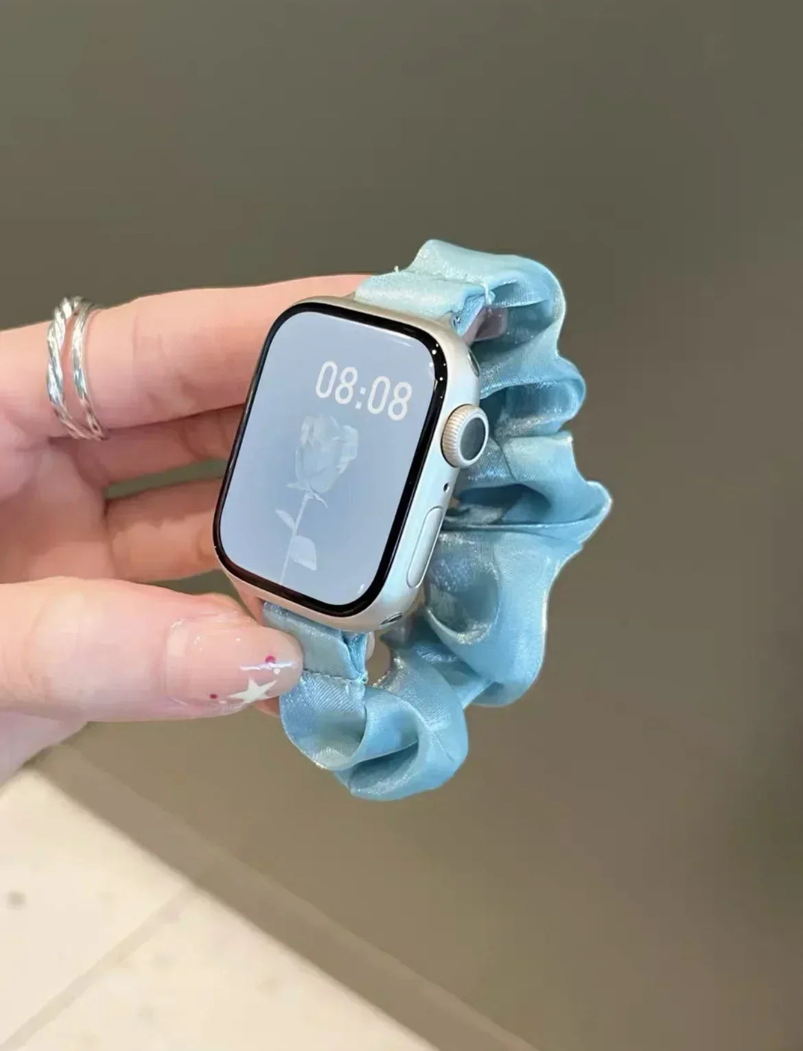 Compatible for Apple Watch band Scrunchie 38mm 40mm 41mm 42mm 44mm 45mm Cute Elastic Solo Loop band Women band