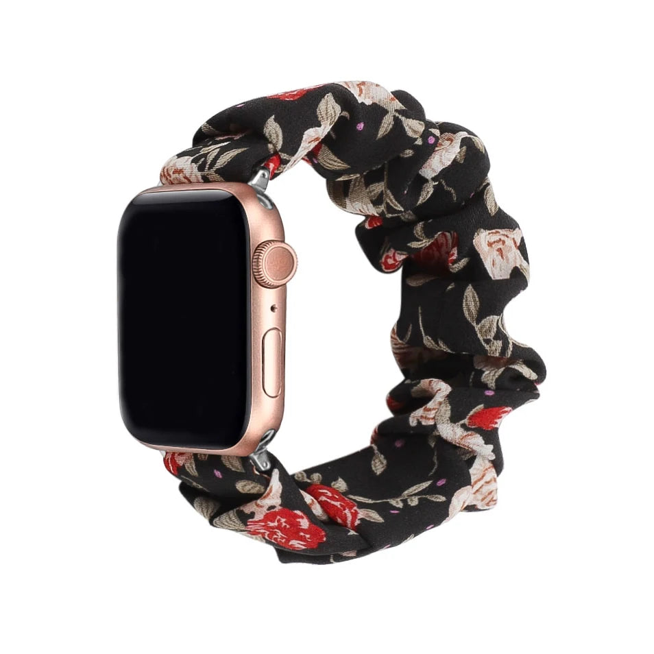 Scrunchie Compatible For Apple Watch band 49mm 40mm 41mm 38mm 42mm 44mm 45mm Cute Printed Elastic For Apple Watch Series 9 8 7 6 5 3 SE