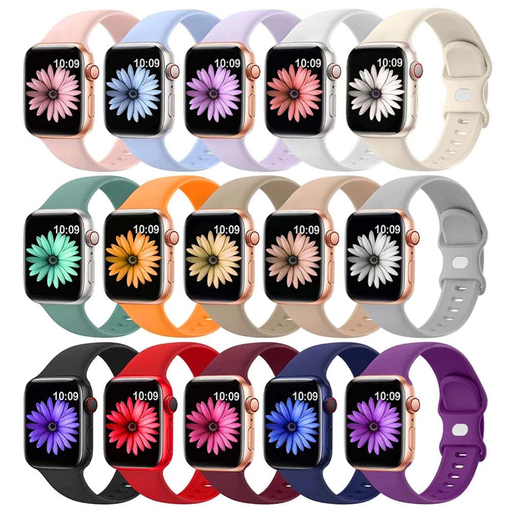 Silicone band For Apple Watch band 40mm 44mm 49mm 45mm 41mm 38mm 42mm 44mm correa band Apple Watch Series 9 8 7 6 3 SE Ultra 2