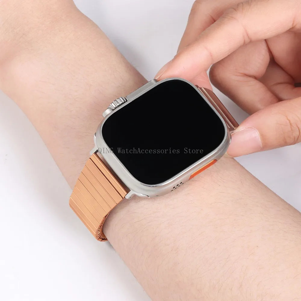 for Apple Watch band 40mm 44mm 45mm 41mm Slim metal Elastic Stretch watch band Bracele band for Apple Watch 7 6 SE 5 4 8 49mm 42mm 38mm