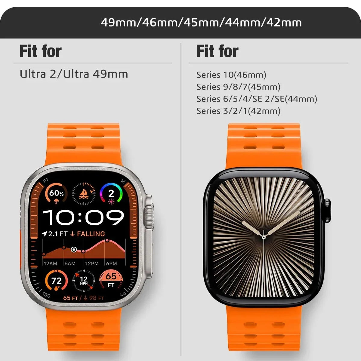 Metal Buckle+Ocean Silicone band For Apple Watch Ultra 3 2 1 49mm band wristband Apple Watch 11 10 46mm 9 8 7 45mm 6 5 SE 44mm