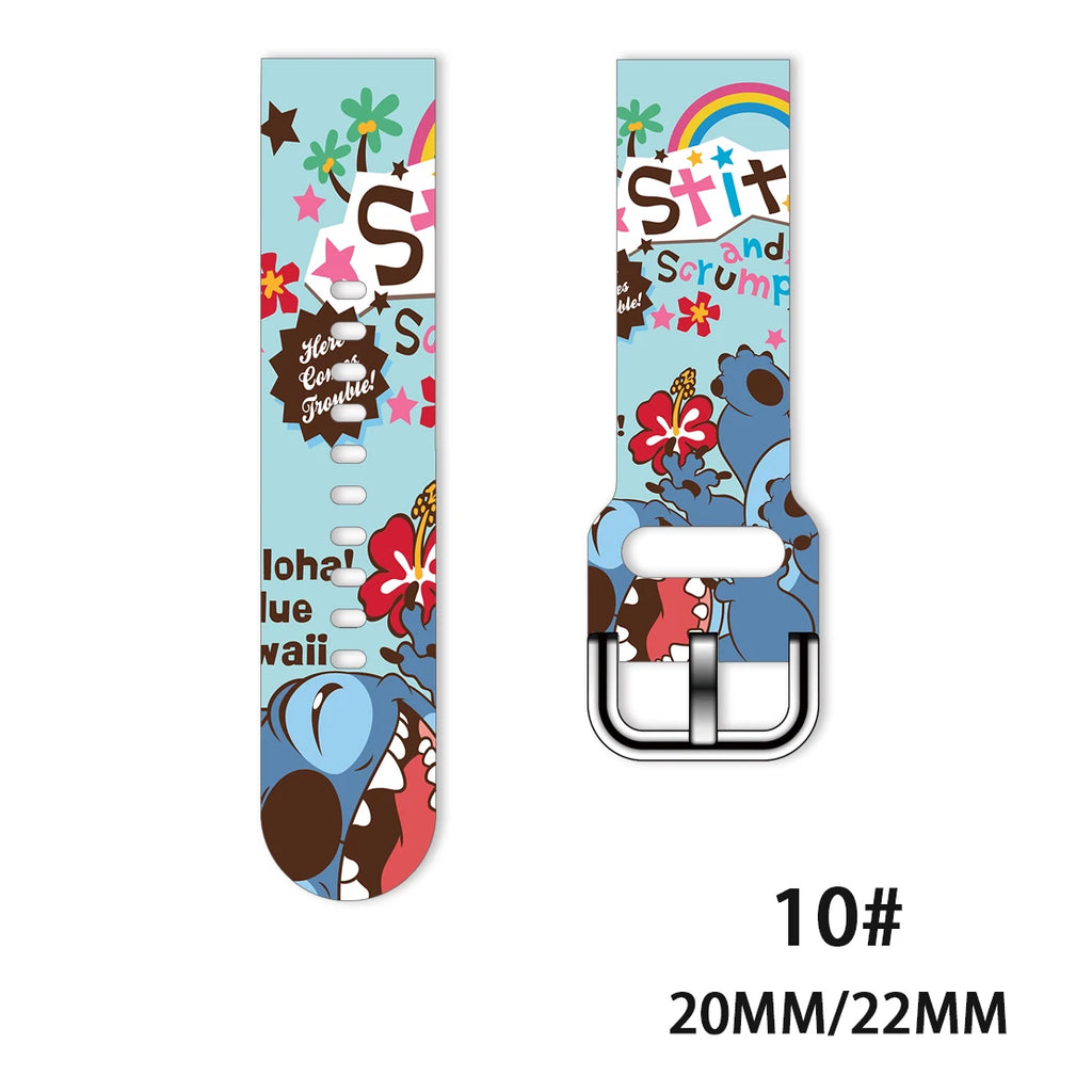 22mm 20mm Lilo & Stitch For Samsung Galaxy watch 4 classic/46mm/Active 2/3/Gear S3/amazfit bracelet Huawei watch GT 2/3 Pro band