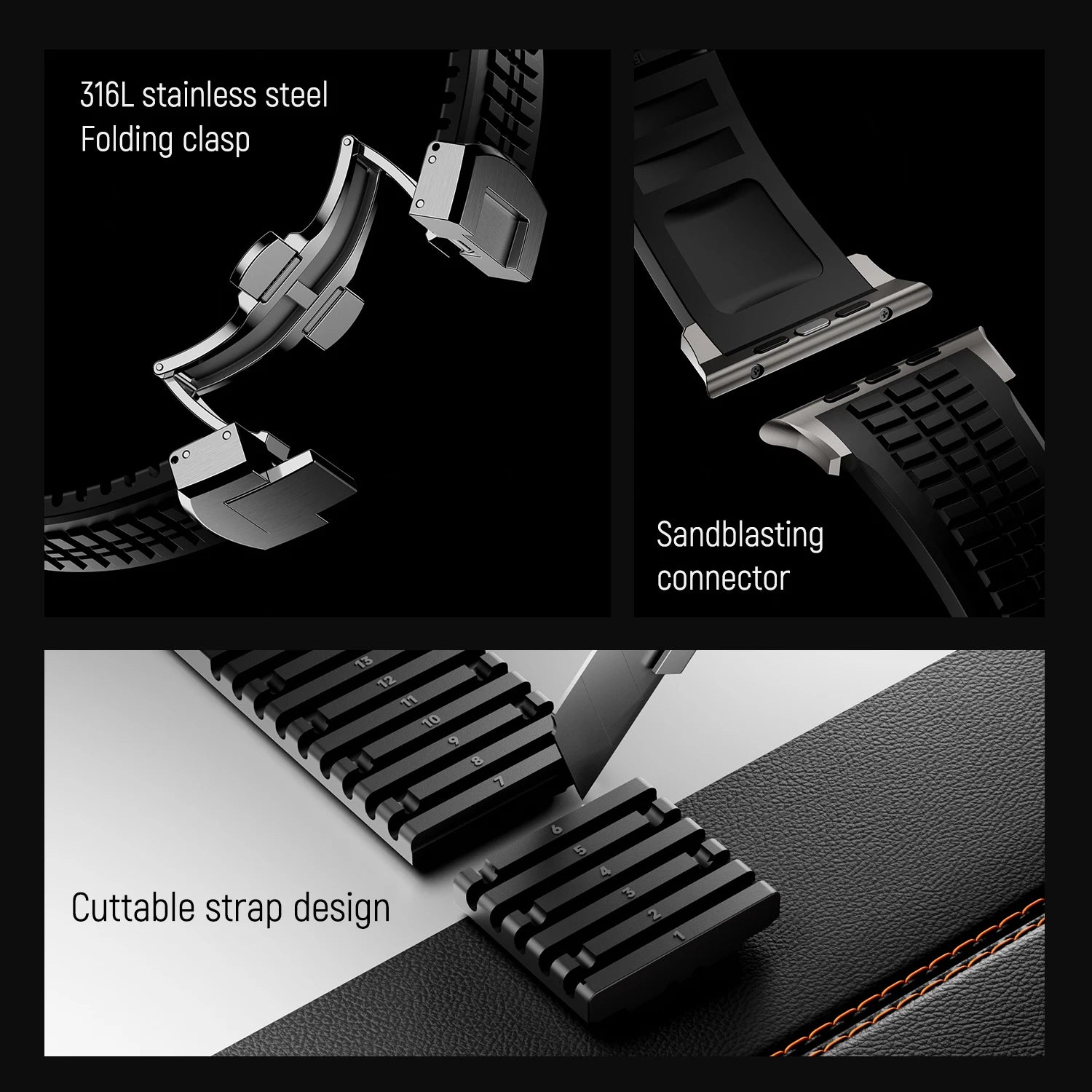 Rubber band for Apple Watch 46mm 45mm 44mm 42mm sport band for Apple Watch Ultra 2 1 49mm Series 10 9 8 7 SE 6 5 SE Luxury band