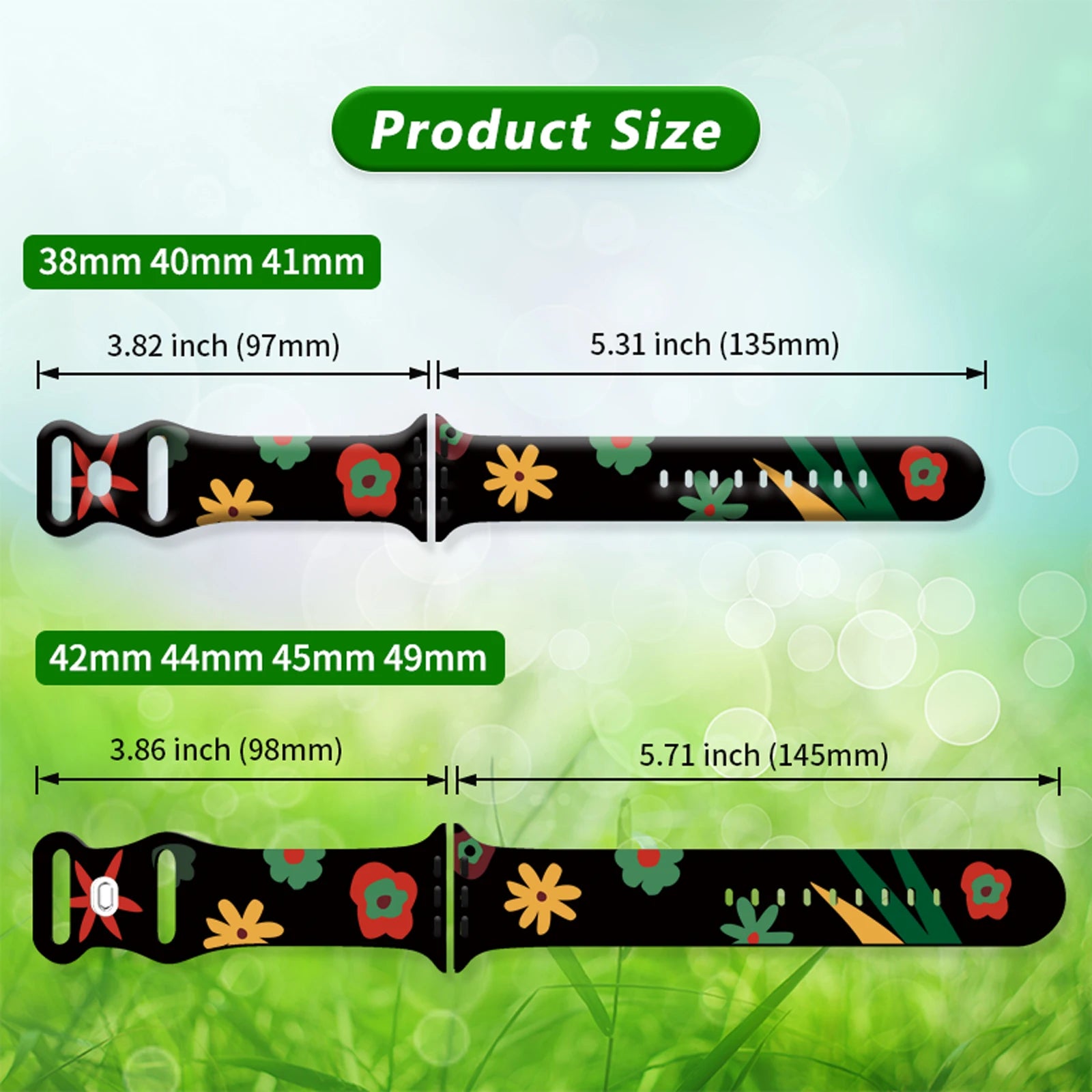 Silicone band for Apple Watch 10 9 8 7 SE Flowers Printed band Replaceable band for Apple Watch 44mm 42mm 41mm 40mm Watchband