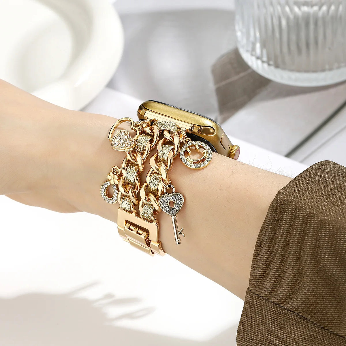 New Bilng metal leather band link For Apple Watch band Series 11 10 8 7 6 3 4 5 9 40mm 41mm 38mm 42mm 44mm 45mm 46mm band