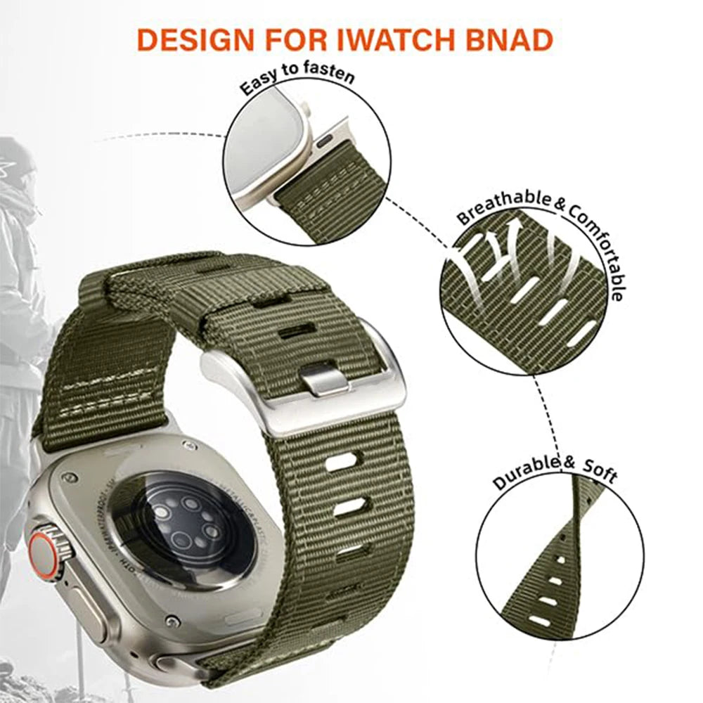 Sport Nylon band for Apple Watch Ultra 3 Ultra 2 49mm 10 46mm 9 8 7 45mm Nylon Wristband Apple Watch Series 6 5 4 SE2 44mm band