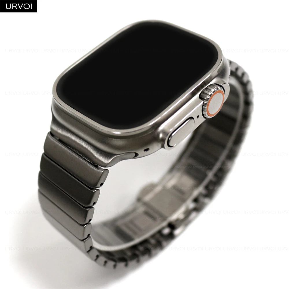 URVOI band for Apple Watch Ultra 3 2 Link band gen.1 3 stainless steel band butterfly clasp wristband for Apple Watch 45mm 46mm 49mm