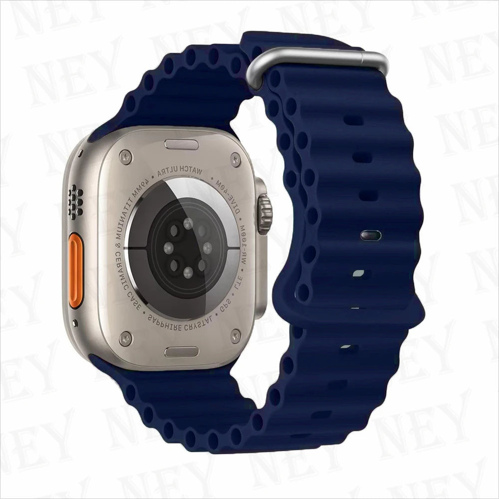 Ocean band for Apple Watch Ultra 2 49mm 44mm 45mm 42mm 38mm 40mm 41mm silicone band correa Apple Watch Series 9 8 7 SE 6 5 4 3 band