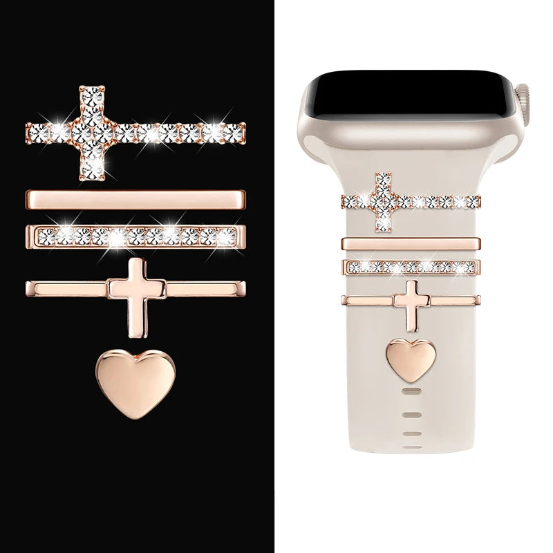 Decoration For Apple Watch Ultra 2 band 10 9 8 7 Diamond Jewelry Charms Accessories samsung Huawei watch band 20 22mm band