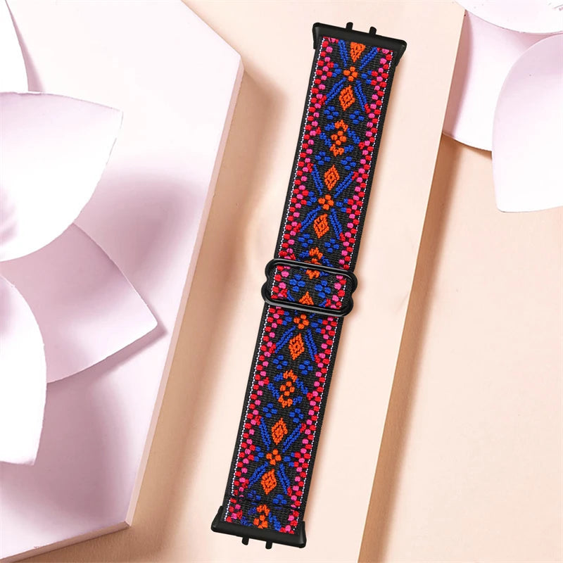Elastic Nylon Strap For Samsung Galaxy Fit 3 Watch Bracelet Vintage Bohemian National Style Watchband For Samsung Fit 3 SM-R390