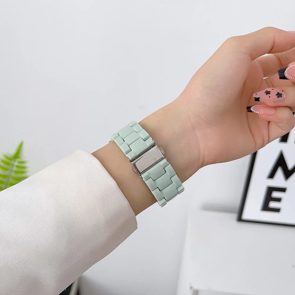 Resin Watch band for Apple Watch 44mm band 42mm 38mm correa watch band for Apple Watch Series 10 8 7 6 SE 5 4 40mm 41mm 45mm 49mm Ultra