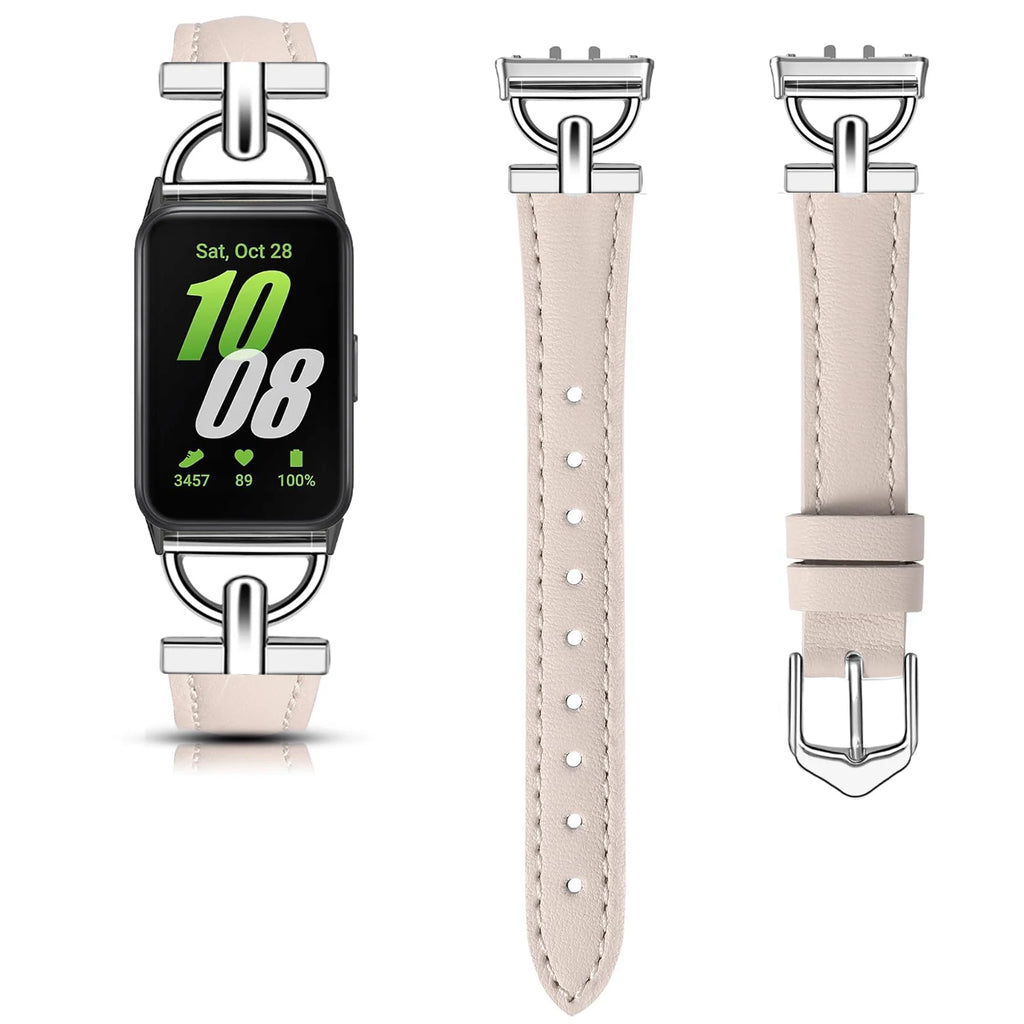 Samsung Galaxy Fit 3 Metal+Leather Strap for Samsung fit 3 Smart Watch Accessories Wristband for Galaxy Fit 3 Bracelet Belt