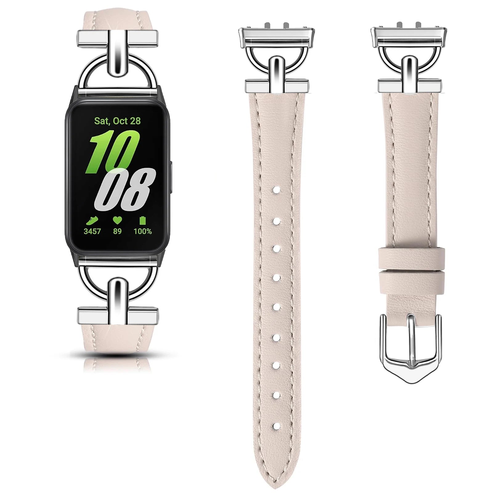Samsung Galaxy Fit 3 Metal+Leather Strap for Samsung fit 3 Smart Watch Accessories Wristband for Galaxy Fit 3 Bracelet Belt