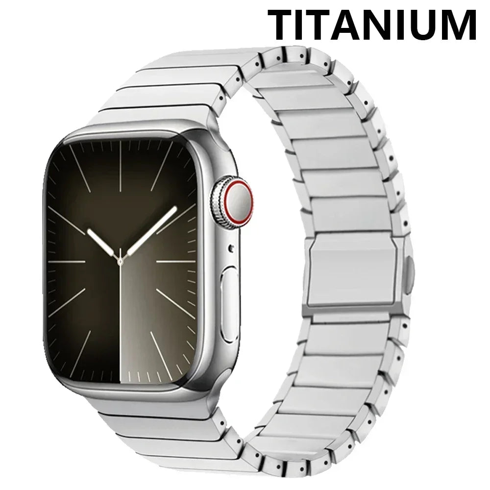 Luxury Titanium band for Apple Watch Ultra 1 2 49mm Magnetic Men Link band for Apple Watch Series 10 9 8 7 6 5 SE 46mm 45mm 44mm