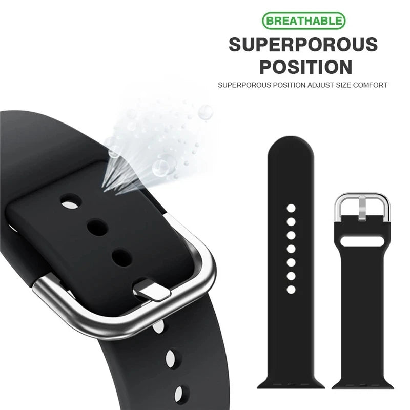 Silicone band For Apple Watch band 49mm 44mm 40mm 46mm 42mm 41mm 45mm Classic Buckle band Apple Watch 11 10 9 8 7 6 5 SE Ultra 3