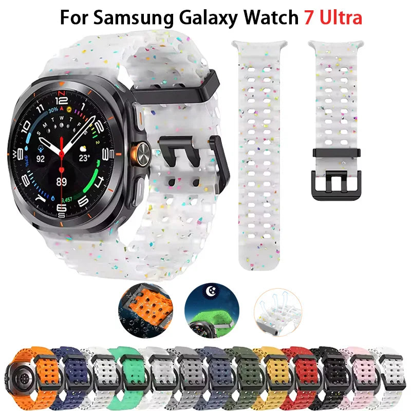 Luminous Strap for Samsung Galaxy Watch 7 Ultra 47mm Smart Watchband Silicone Bracelet for Galaxy Watch 7 Ultra Men Women Correa