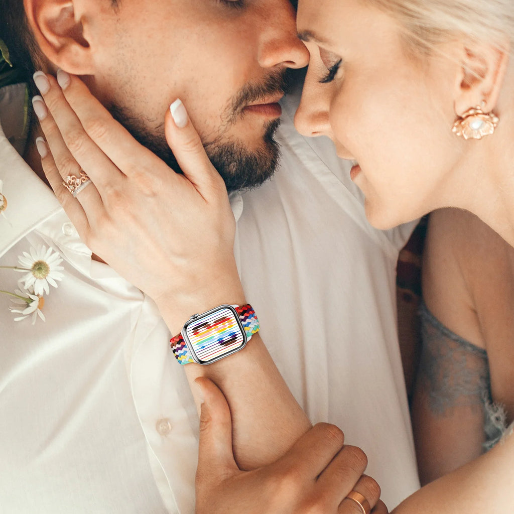 Braided band For Apple Watch band 44mm 45mm 49mm 46mm 40mm 41mm 38mm Elastic Adjustable Nylon band Apple Watch Series 11 10 9 8 SE 7 Ultra3