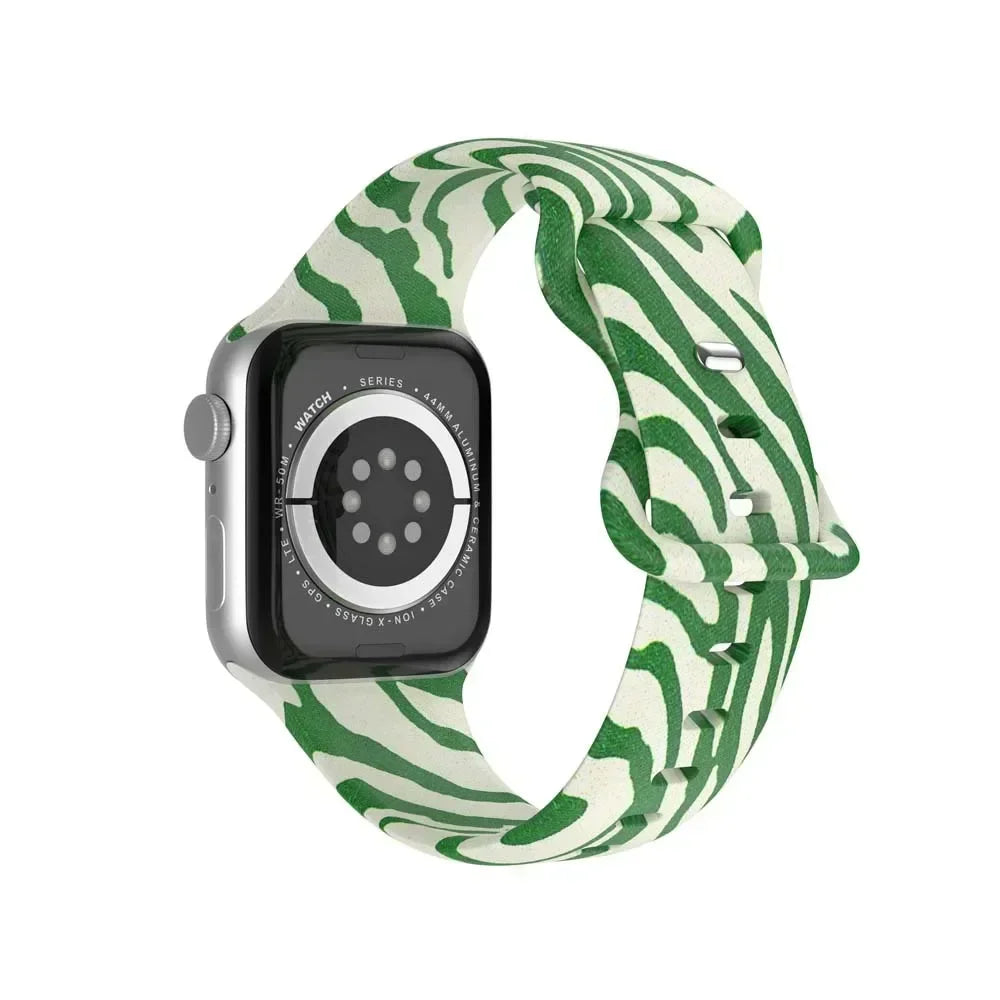 Printed Floral band For Apple Watch Ultra band 49mm 41mm 40mm 38mm 45mm 44mm 42mm Silicone band Apple Watch Series 9 8 7 SE 6 5 4 3