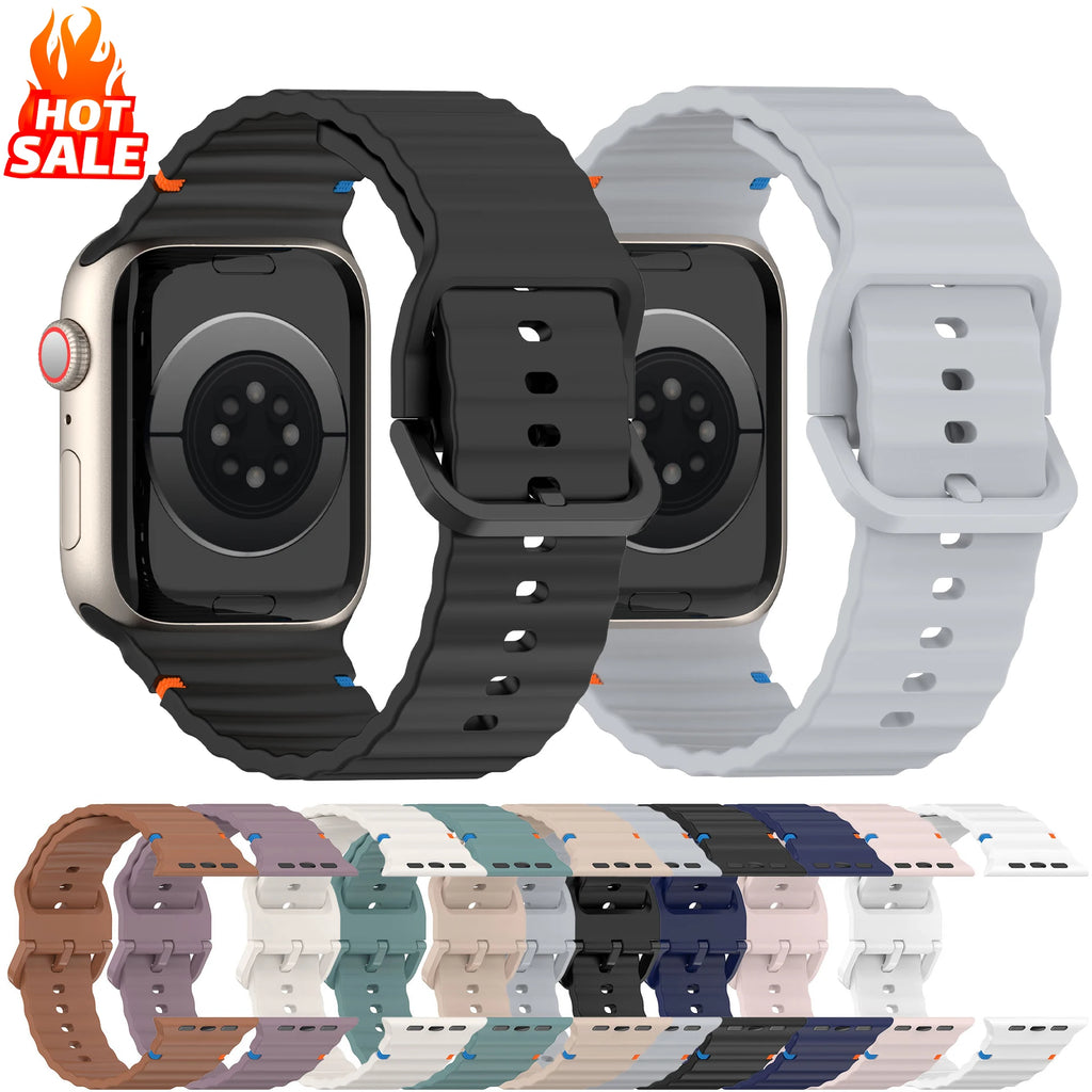 Silicone band for Apple Watch 10 band 46mm 42mm 45mm 44mm 40mm 41mm 38mm Correa band Apple Watch Series 9 8 7 6 SE Ultra 2 49mm