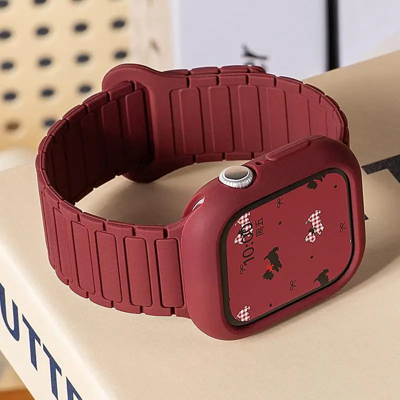 Case+band Silicone band For Apple Watch 46mm 42mm 49mm 44mm 40mm 45mm 41mm for Apple Watch Series 11 10 9 8 7 6 5 4 SE 3 Ultra 3