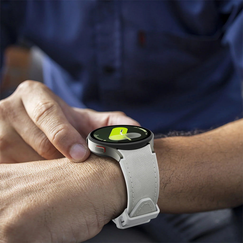 Silicone+Leather Strap for Samsung Galaxy Watch 7 6 5 4 FE 40mm 44mm No Gap Bracelet Band Watch 6 4 Classic 43/47mm 42/46mm Belt