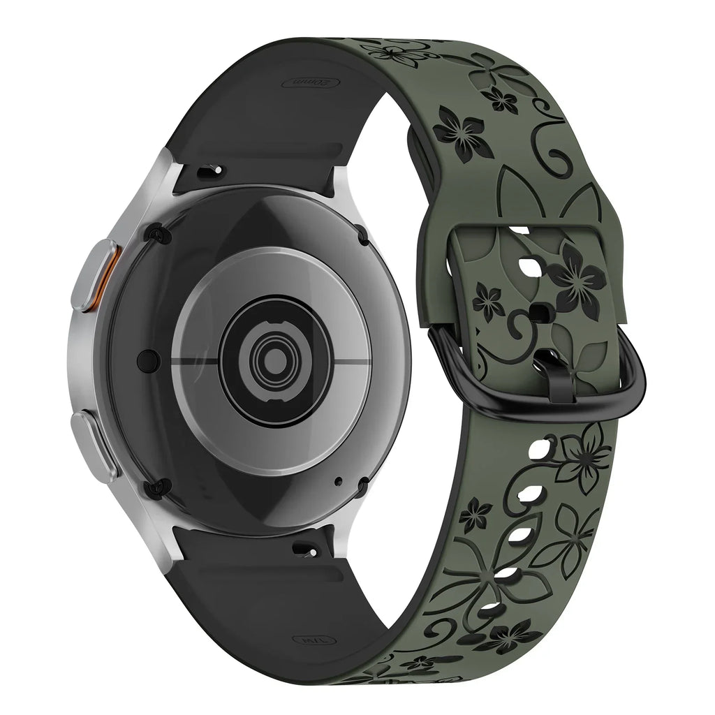 No Gaps Band for Samsung Galaxy Watch 7/5 Pro/4 6 Classic 40 44mm Engraved Silicone Sport Bracelet correa Galaxy Watch 7 Straps