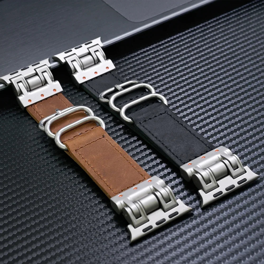 Genuine Leather band for Apple Watch Ultra 2 49mm Series 9 8 7 45mm Loop band for Apple Watch 6 5 4 SE 3 44mm 42mm Ultra 49mm band