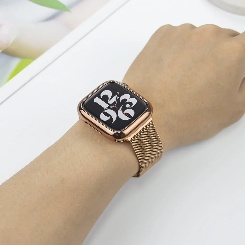 Milanese Case+band for Apple Watch band 9 8 7 6 SE 5 4 49mm 45mm 41mm 40mm 44mm 42mm watch band For Apple Watch Series 10 Correa 46mm
