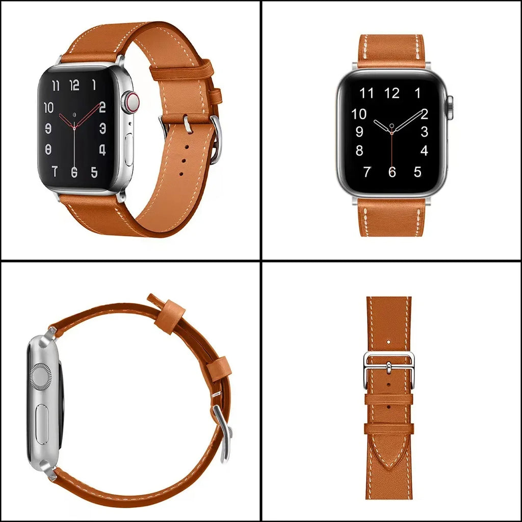 Leather band For Apple Watch Ultra 2 49mm 9 8 7 45mm 41mm High quality business wristband For Apple Watch 6 5 4 3 SE 44mm 40mm 42mm