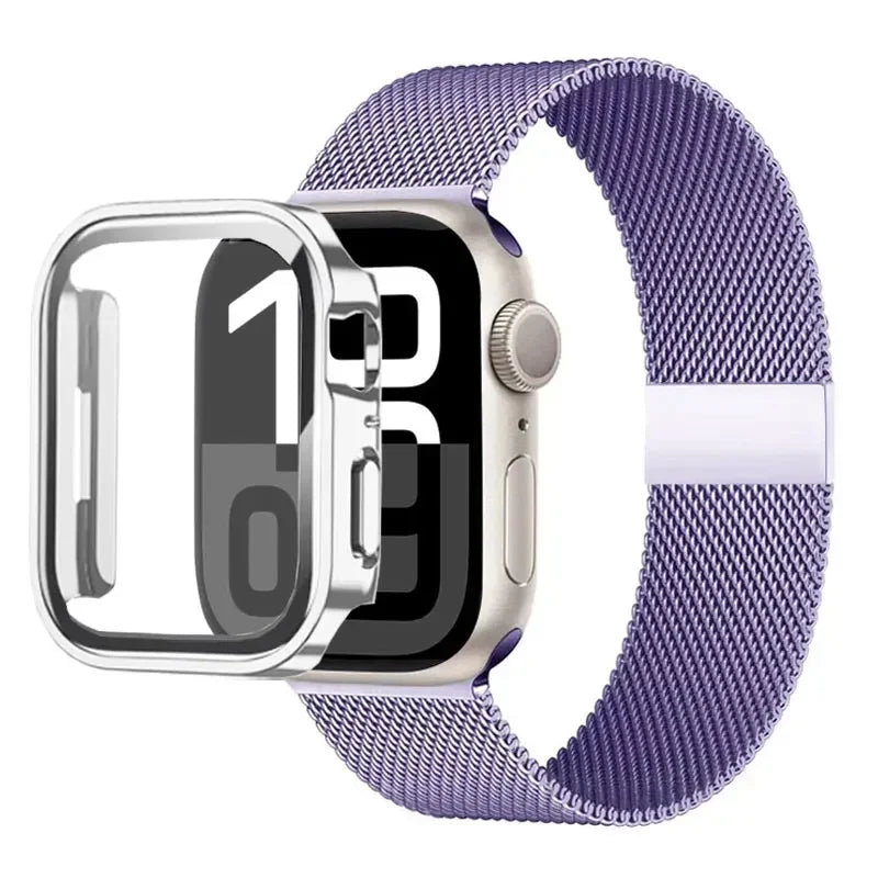 Milanese Loop band For Apple Watch Ultra 49mm band 44mm 40mm 41mm 45mm Gold Silver Leopard band +Case Apple Watch 9 8 7 6 5 4 3 SE