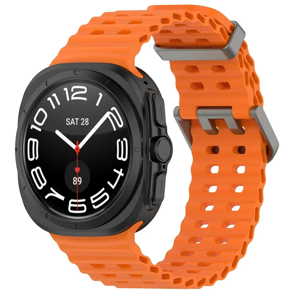 Sport Band For Samsung Galaxy Watch Ultra 47mm silicone Bracelet NO Gaps Ocean Watchband aquatics Watch 7 47mm Official Strap