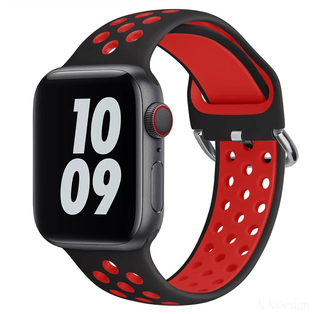 Silicone band For Apple Watch 6 5 4 SE 44mm 40mm 10 9 8 7 41mm 42mm 45mm 46mm Sport wristband Apple Watch Ultra 2 49mm band