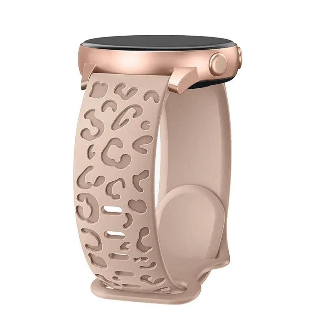 20mm Engraved Leopard Band for Samsung Galaxy Watch 7/FE/6/5/5 pro/FE/4 classic Silicone Sport bracelet Huawei GT 5-4-3-2 Strap