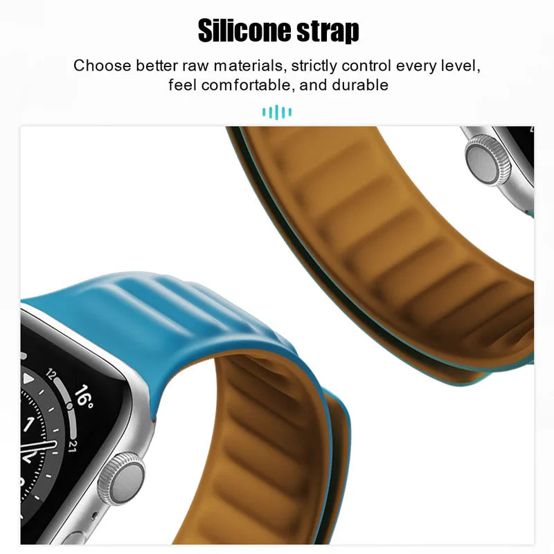 Silicone Link band for Apple Watch band 44mm 40mm 45mm 41mm 46mm 49mm Magnetic Loop band Apple Watch Series SE 7 8 9 Ultra 2 10