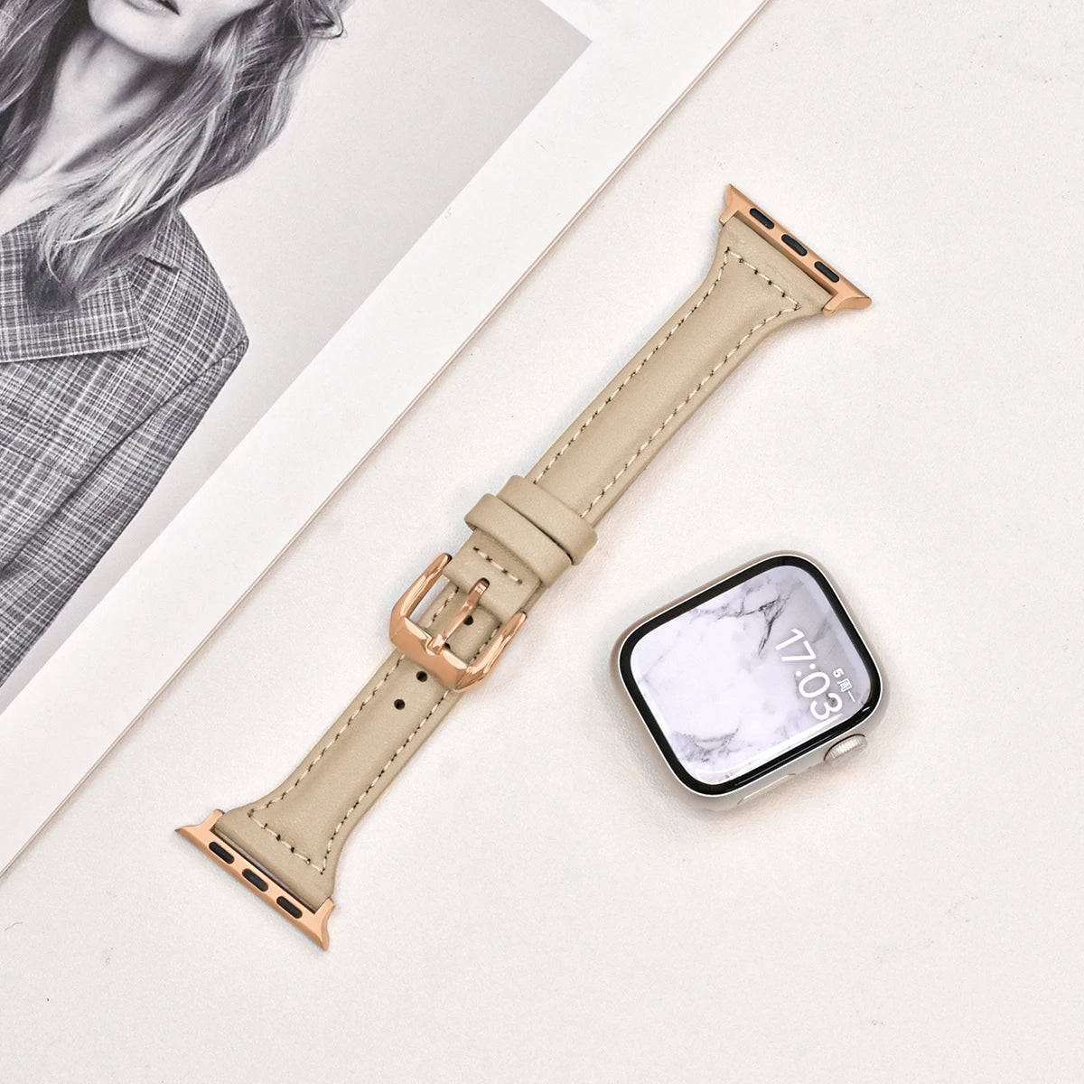 Slim Leather band For Apple Watch Series 10 11 42mm 46mm 9 8 7 41mm 45mm band 42mm Ultra 49mm band Apple Watch SE 6 5 4 3 40mm 44mm