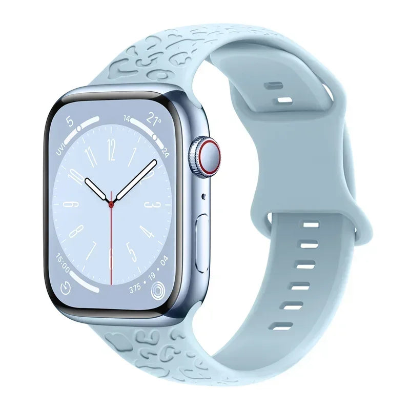 Engraved band For Apple Watch Ultra 3 2 1 49mm 41mm 45mm 40mm 44mm 42mm 46mm Silicone Leopard band Series 11 10 9 8 7 6 5 4 band