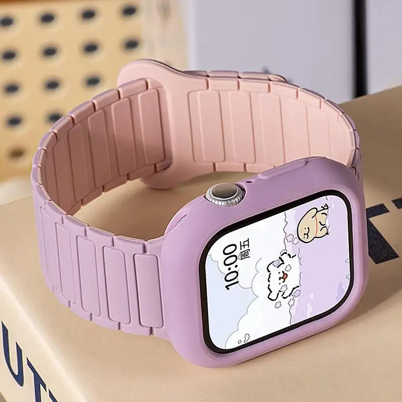 Case+band Silicone band For Apple Watch 46mm 42mm 49mm 44mm 40mm 45mm 41mm for Apple Watch Series 11 10 9 8 7 6 5 4 SE 3 Ultra 3