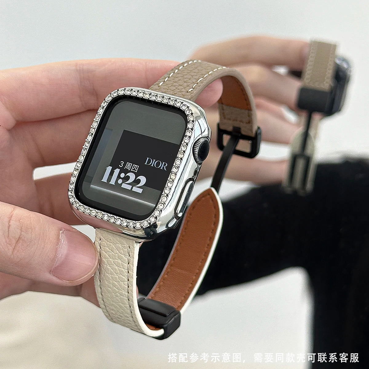 Folding Slim Leather Magnetic watch band For Apple Watch 10 11 42mm 46mm SE 44mm 40mm 9 8 7 41mm 45mm band 6 5 4 band For Apple Watch