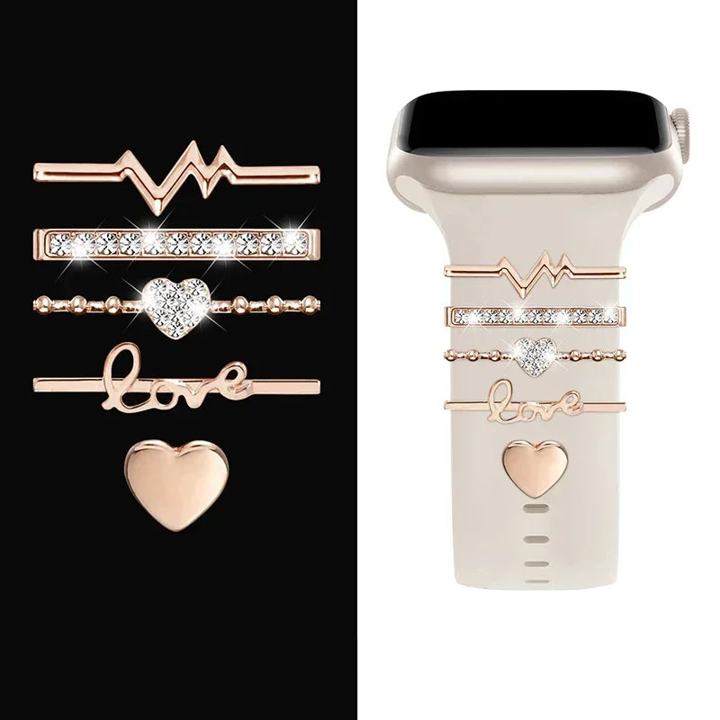 Decoration For Apple Watch Ultra 2 band 10 9 8 7 Diamond Jewelry Charms Accessories samsung Huawei watch band 20 22mm band