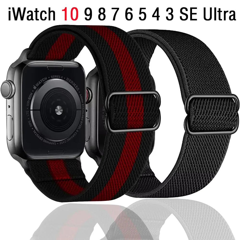 Nylon Loop band For Apple Watch 49mm 45mm 44mm 42mm 41mm 40mm 46mm Elastic band Apple Watch Ultra 3 2 11 10 9 8 7 6 5 4 SE band