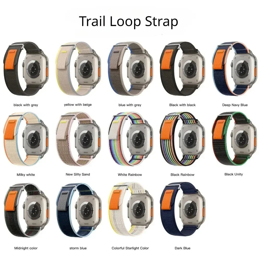 Trail Loop band For Apple Watch Ultra 3 1 49mm 10 11 42mm 46mm Nylon band Apple Watch 9 8 7 6 5 4 SE 3 45mm 41mm 44mm 40mm 38mm
