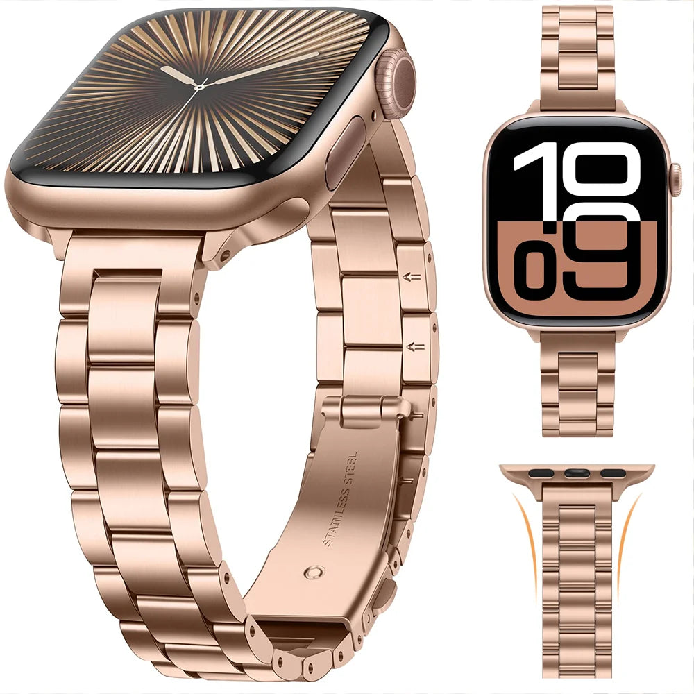 bands for Apple Watch band 10 46mm 44mm 45mm 40mm 42mm 41mm Slim Stainless steel band Ultra 49mm Apple Watch Series 9 8 7 6 SE 5 4