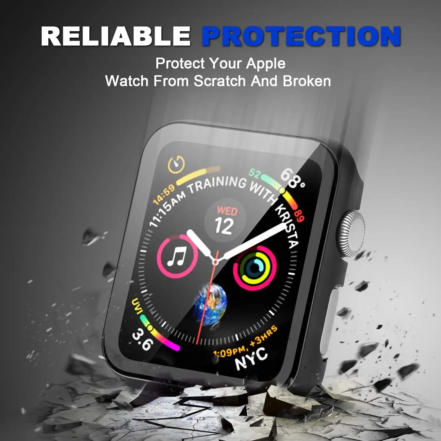 Metal Case + Tempered Film glass for Apple Watch 45mm 41mm 40mm 44mm 38mm 42mm Cover Apple Watch 9 8 7 6 5 4 3 SE Protective Case