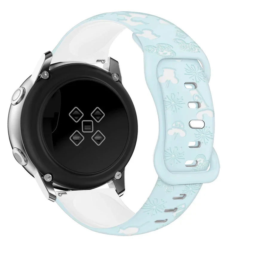20mm Castle Floral Engraved Band for Samsung Galaxy Watch 7 6 5 4 40/44mm Silicone Cute Strap for Watch 6Classic 47mm 5Pro 45mm