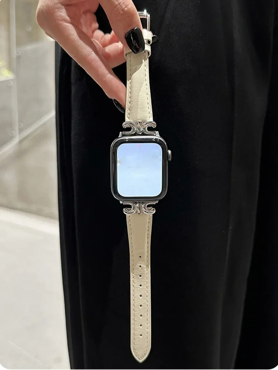 For Apple Watch band Series Ultra 10 9 8 7 6 5 Luxury Leather loop For Women 38mm 40mm 41mm 42mm 44mm 45mm 46mm 49mm band