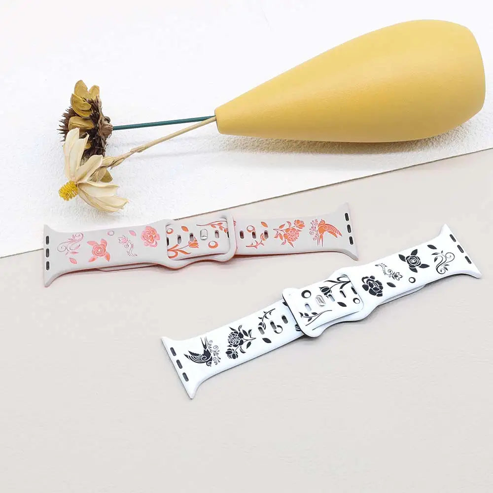 Silicone band For Apple Watch band 42mm 46mm 44mm 41mm 40mm 45mm 49mm Ultra Swallow Engraved band Apple Watch Series 10 9 7 SE 6 8 5