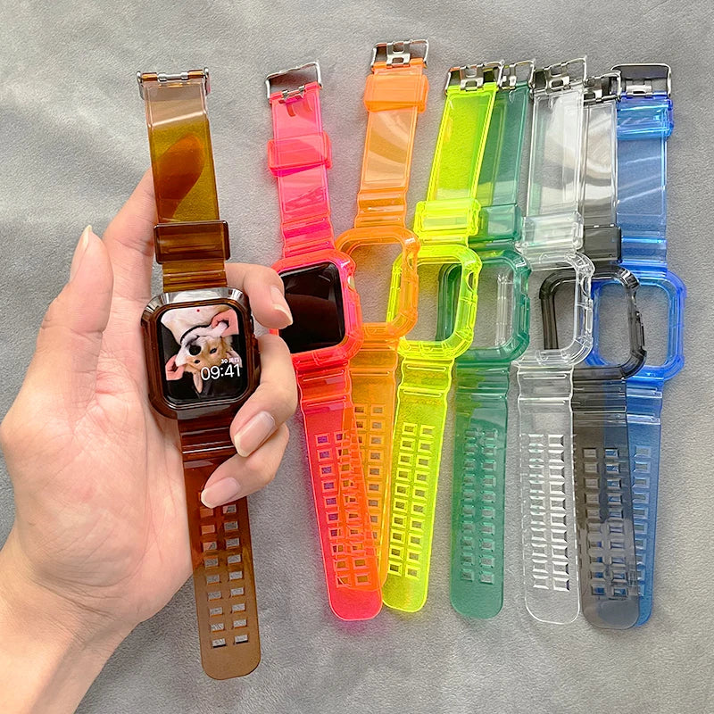 TPU Case+band for Apple Watch band 46mm 42mm 45mm 44mm 40mm 41mm Rubber Cover+band correa Apple Watch Series 10 9 8 7 6 5 4 3 SE